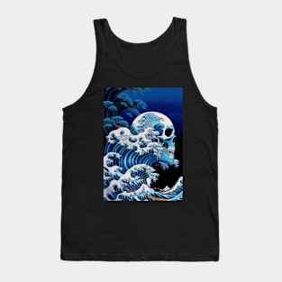 Great Wave with Goth Skull Tank Top